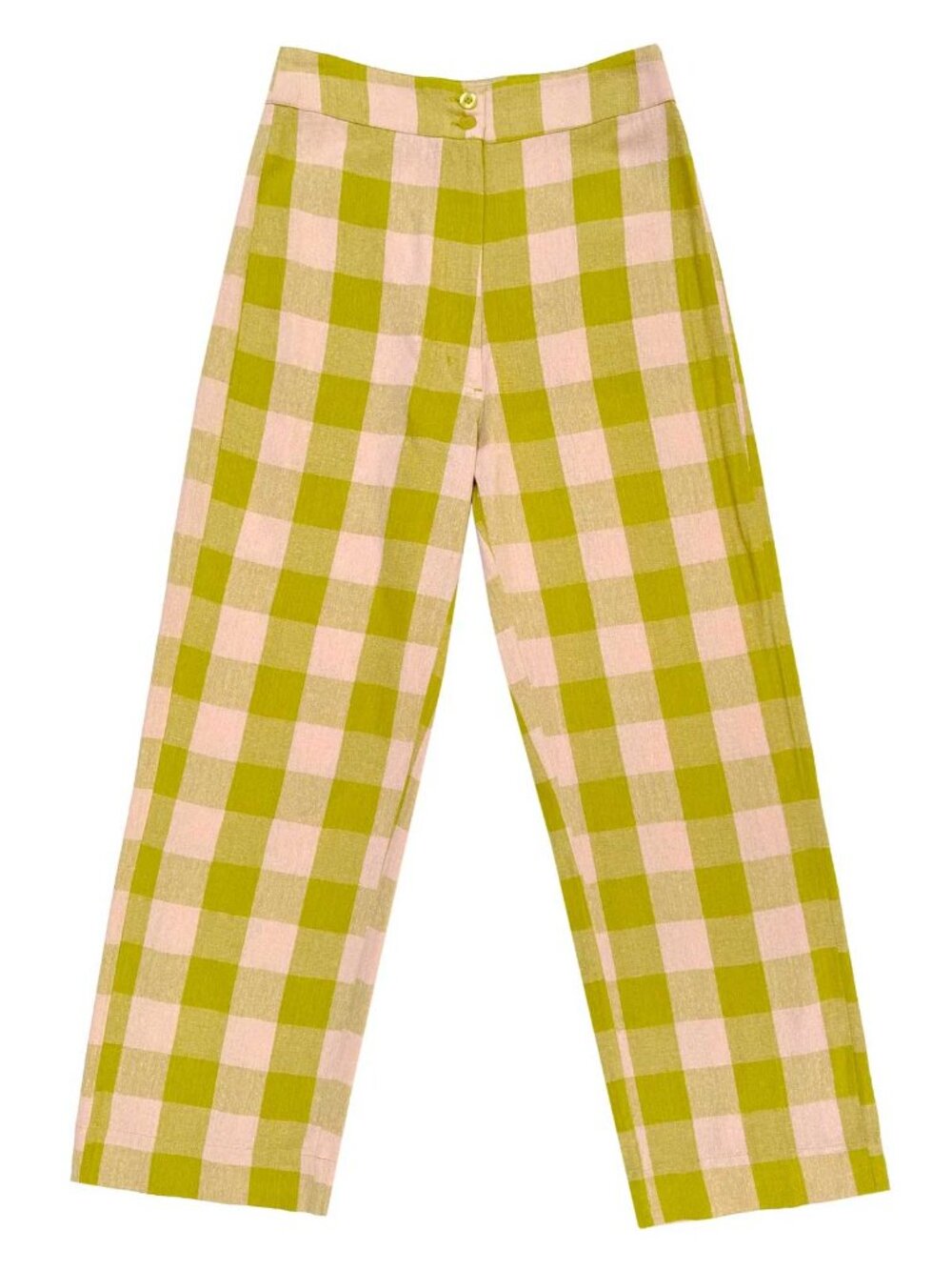 NWOT - Ali Golden - Silk Fly Front Pant - Chartreuse/Pink - Small - Picture 4 of 4